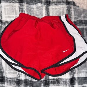 Nike Women's Red and White Athletic Shorts